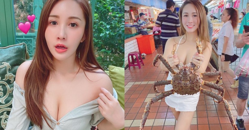 真材實料！「Bivi華華」逛市場被帝王蟹嚇歪，網友猛流口水：想吃奶油螃蟹了！